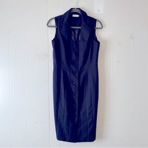 Calvin Klein Navy Button Down Dress W/ Belt